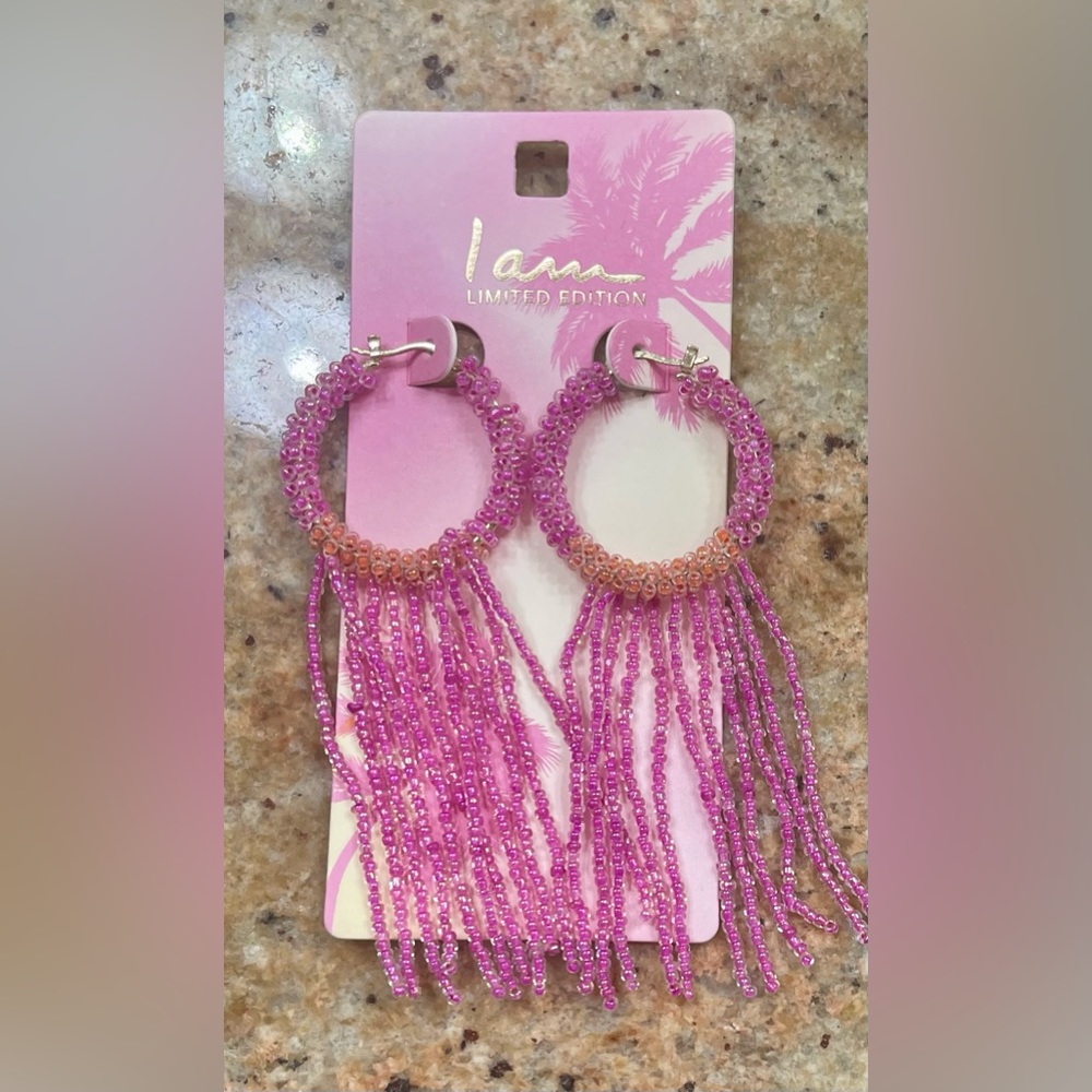 I am pink and orange beaded earrings